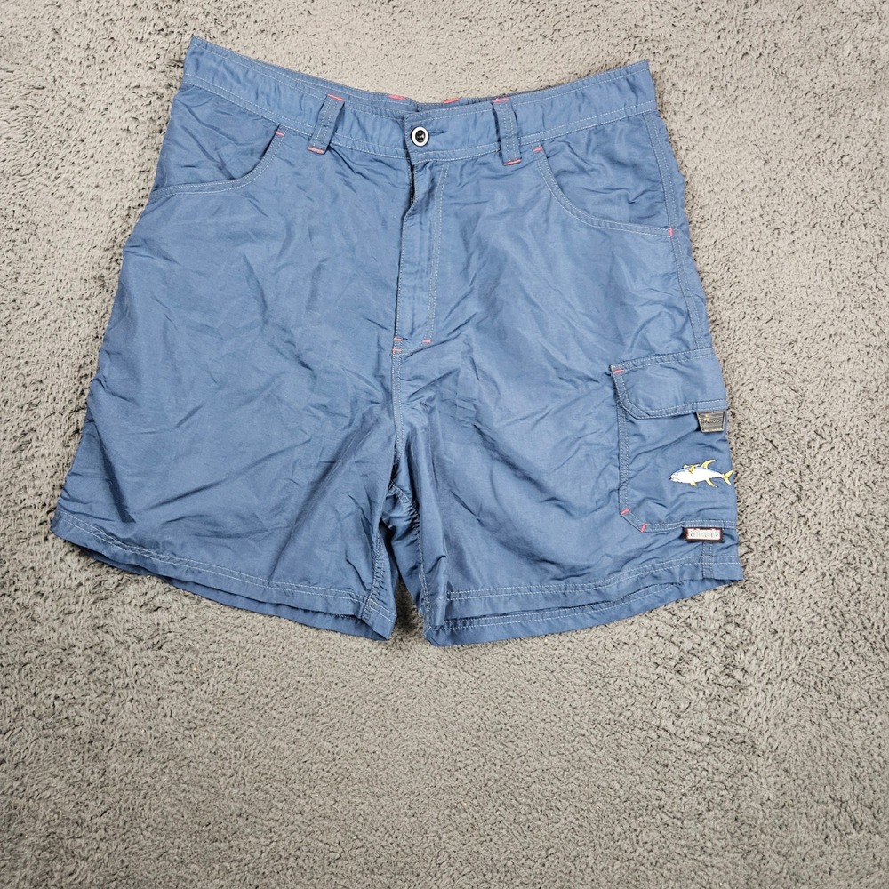Fishworks Men's Blue Fishing Cargo Shorts Tuna Embroidered Size XL‎